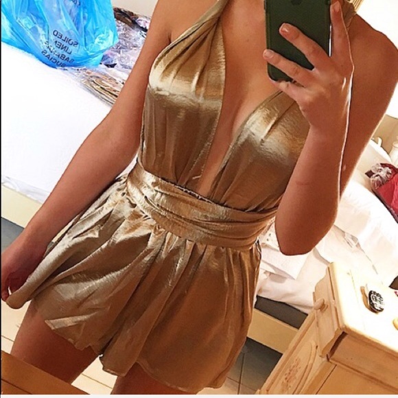 gold silk multi-romper NEW YEARS! - Picture 4 of 4